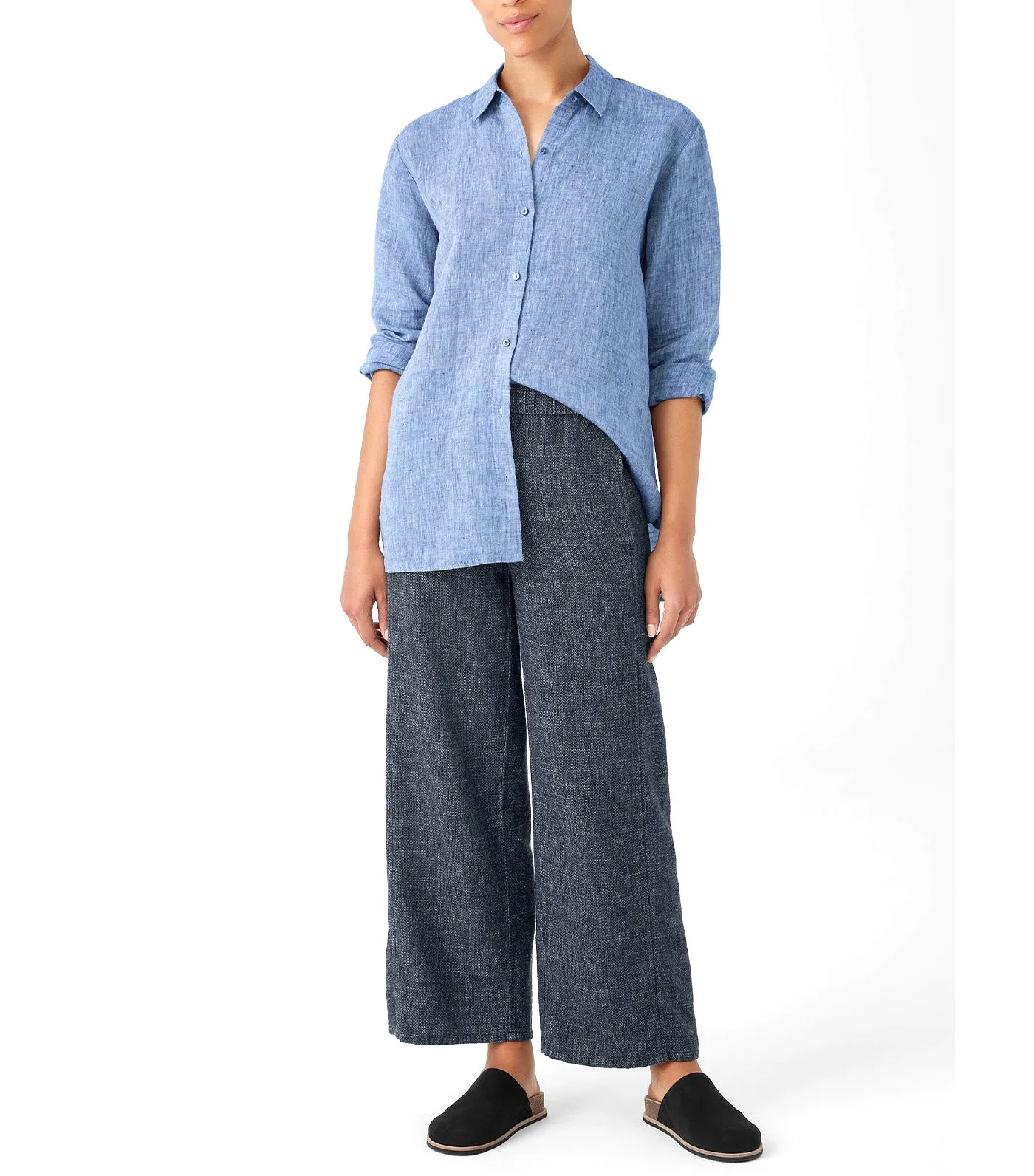 Yarn-Dyed Handkerchief Organic Linen Shirt Chambray